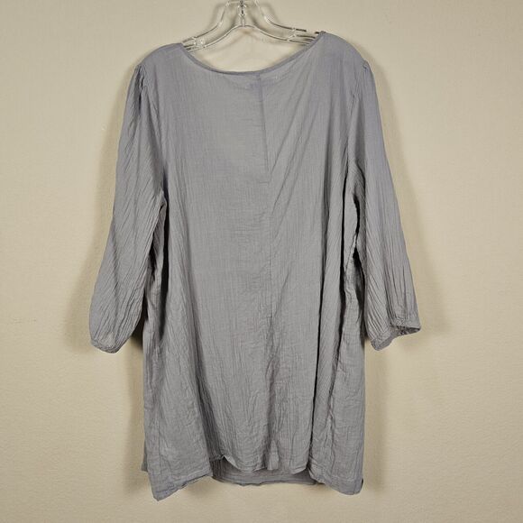 Y2K Old Navy 3X Pintuck Blouse Embroidered Semi Sheer Lightweight 3/4 Sleeve - Picture 2 of 10